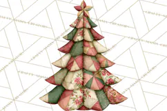 Quilted Christmas Trees PNG, Vintage Christmas Trees Product Image 2