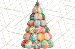 Whimsical Quilted Christmas Trees PNG, Bright Christmas Product Image 2