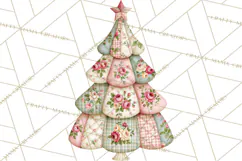 Quilted Christmas Trees PNG, Vintage Christmas Trees Product Image 3