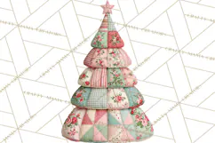 Whimsical Quilted Christmas Trees PNG, Bright Christmas Product Image 4