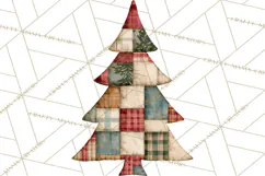Quilted Christmas Trees PNG, Vintage Christmas Trees Product Image 4