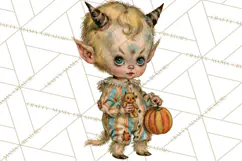 Spooky Kids PNG, Vintage Halloween Clipart Product Image 5