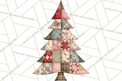Quilted Christmas Trees PNG, Vintage Christmas Trees Product Image 5