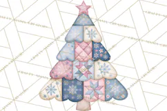 Whimsical Quilted Christmas Trees PNG, Bright Christmas Product Image 5
