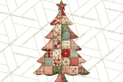 Quilted Christmas Trees PNG, Vintage Christmas Trees Product Image 2