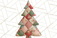 Quilted Christmas Trees PNG, Vintage Christmas Trees Product Image 3