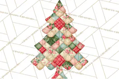 Quilted Christmas Trees PNG, Vintage Christmas Trees Product Image 4