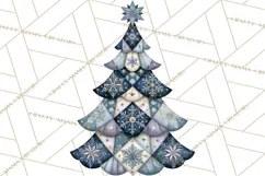 Whimsical Quilted Christmas Trees PNG, Bright Christmas Product Image 2