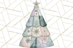 Whimsical Quilted Christmas Trees PNG, Bright Christmas Product Image 3