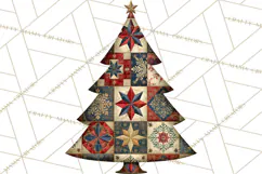 Whimsical Quilted Christmas Trees PNG, Bright Christmas Product Image 4