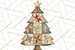 Quilted Christmas Trees PNG, Vintage Christmas Trees Product Image 3