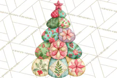 Whimsical Quilted Christmas Trees PNG, Bright Christmas Product Image 3