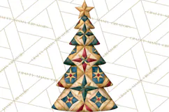 Whimsical Quilted Christmas Trees PNG, Bright Christmas Product Image 5