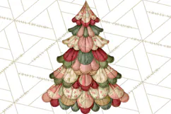 Quilted Christmas Trees PNG, Vintage Christmas Trees Product Image 2