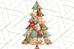 Quilted Christmas Trees PNG, Vintage Christmas Trees Product Image 4