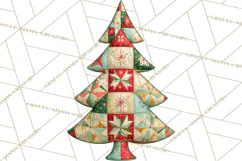 Quilted Christmas Trees PNG, Vintage Christmas Trees Product Image 5