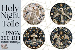 Sacred Christmas Toile Medallions PNG, Christian Christmas Product Image 1
