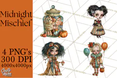 Spooky Kids PNG, Vintage Halloween Clipart Product Image 1