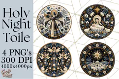 Sacred Christmas Toile Medallions PNG, Christian Christmas Product Image 1