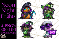 Neon Night Frights PNG Halloween Clipart Product Image 1