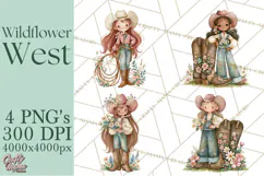 Western Wildflowers Clipart PNG, Rustic Cowgirl Product Image 1