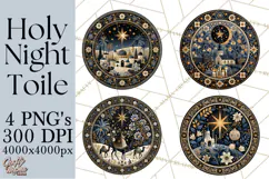 Sacred Christmas Toile Medallions PNG, Christian Christmas Product Image 1