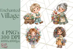 Enchanted Village Clipart PNG, Cozy Cottage Town Product Image 1