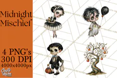 Spooky Kids PNG, Vintage Halloween Clipart Product Image 1