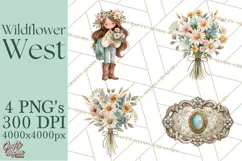 Western Wildflowers Clipart PNG, Rustic Cowgirl Product Image 1