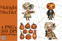 Spooky Kids PNG, Vintage Halloween Clipart Product Image 1