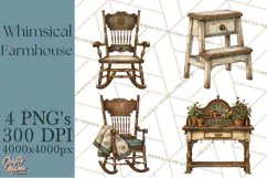 Whimsical Farmhouse Furniture Clipart PNG Product Image 1