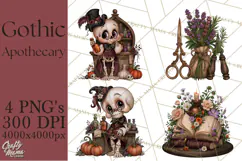 Gothic Apothecary Clipart PNG, Halloween Potions Product Image 1