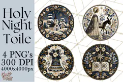 Sacred Christmas Toile Medallions PNG, Christian Christmas Product Image 1