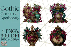 Gothic Christmas Apothecary PNG, Christmas Potions Product Image 1