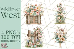 Western Wildflowers Clipart PNG, Rustic Cowgirl Product Image 1