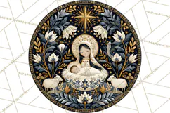 Sacred Christmas Toile Medallions PNG, Christian Christmas Product Image 4