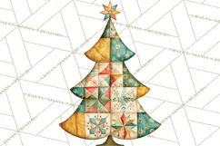 Whimsical Quilted Christmas Trees PNG, Bright Christmas Product Image 4