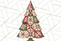 Quilted Christmas Trees PNG, Vintage Christmas Trees Product Image 4