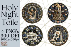 Sacred Christmas Toile Medallions PNG, Christian Christmas Product Image 1