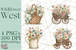 Western Wildflowers Clipart PNG, Rustic Cowgirl Product Image 1