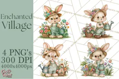 Enchanted Village Clipart PNG, Cozy Cottage Town Product Image 1
