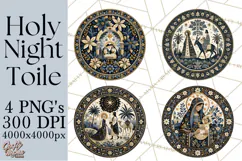 Sacred Christmas Toile Medallions PNG, Christian Christmas Product Image 1