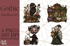 Gothic Apothecary Clipart PNG, Halloween Potions Product Image 1