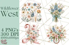 Western Wildflowers Clipart PNG, Rustic Cowgirl Product Image 1