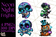 Neon Night Frights PNG Halloween Clipart Product Image 1