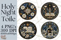 Sacred Christmas Toile Medallions PNG, Christian Christmas Product Image 1