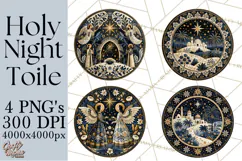 Sacred Christmas Toile Medallions PNG, Christian Christmas Product Image 1