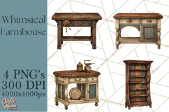 Whimsical Farmhouse Furniture Clipart PNG Product Image 1