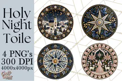 Sacred Christmas Toile Medallions PNG, Christian Christmas Product Image 1