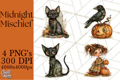 Spooky Kids PNG, Vintage Halloween Clipart Product Image 1